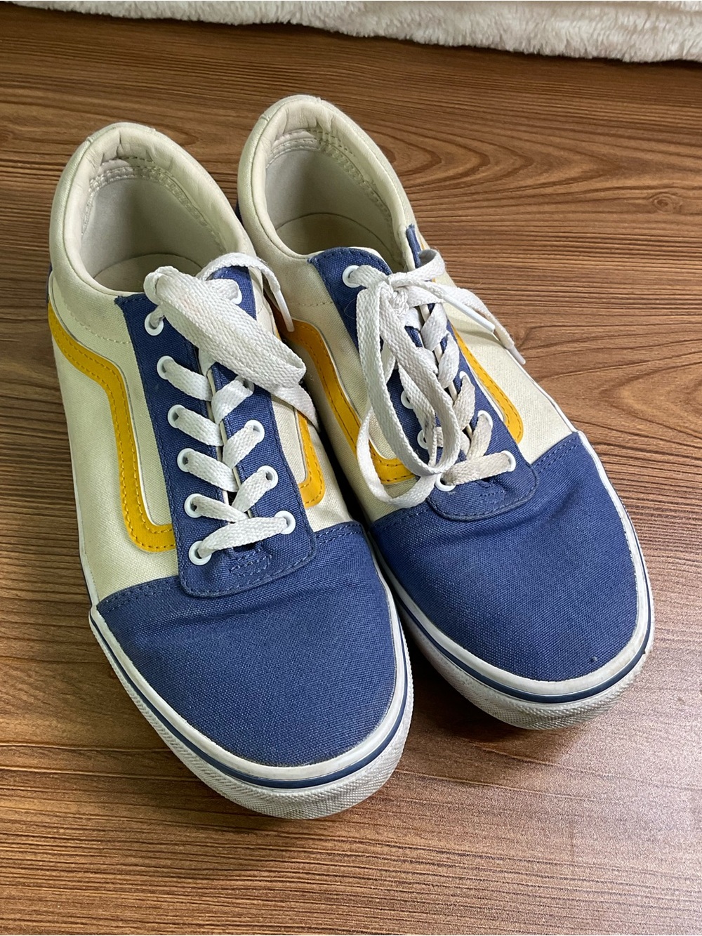 Vans Old Skool Sneakers Blue Yellow White Canvas Low Top Skate Shoes youth sz 6